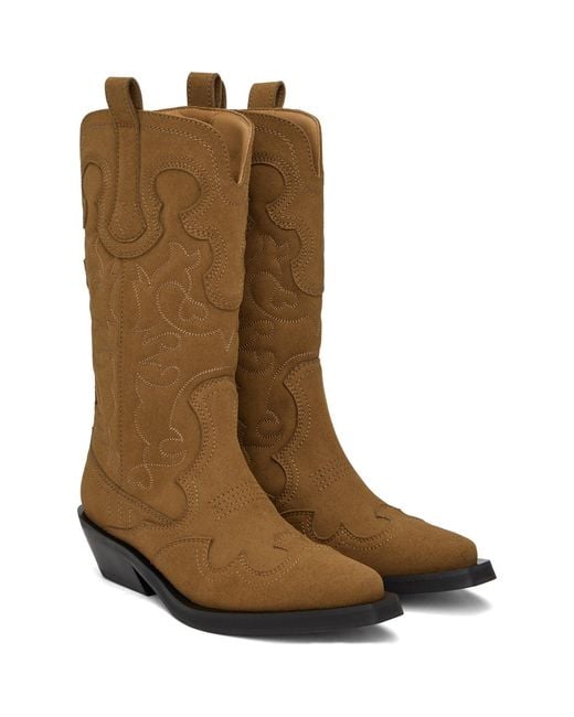 Ganni Brown Cowboy Boots