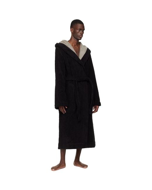 Rick Owens Black Temple Beach Bathrobe for men