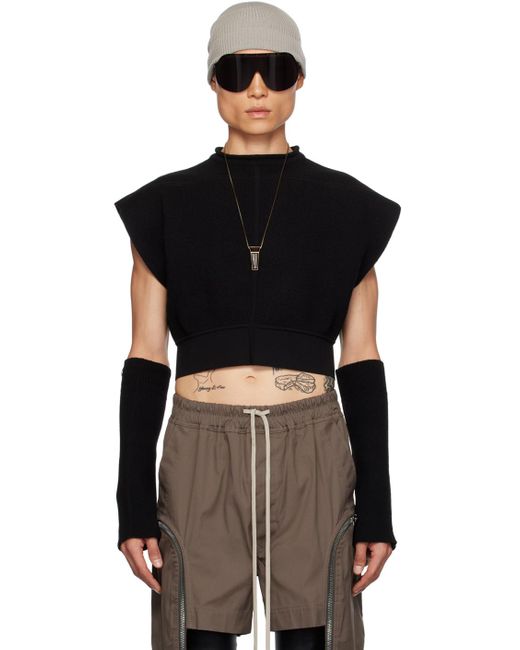 Rick Owens Black Cropped Sweater for men