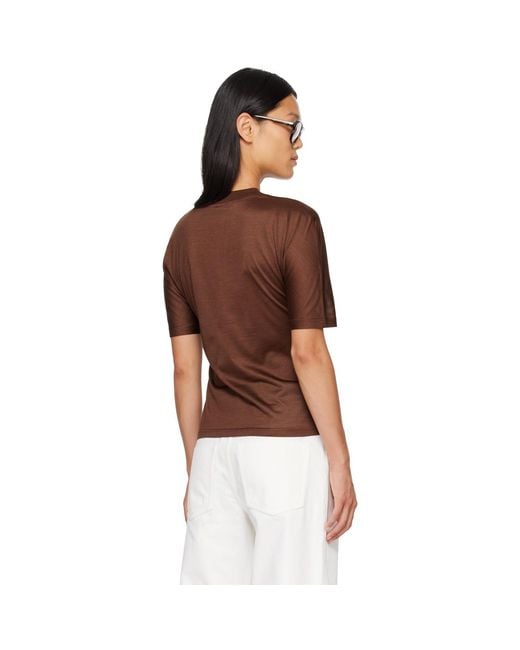 Ferragamo Brown Silk T-Shirt
