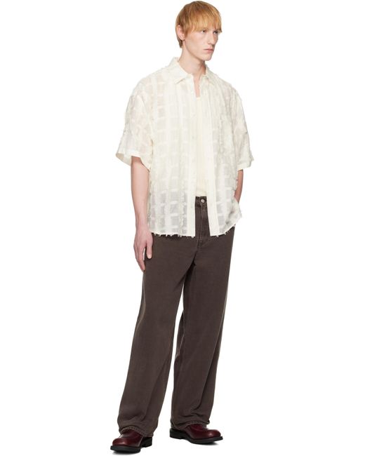 Wooyoungmi White Off- Checked Shirt for men