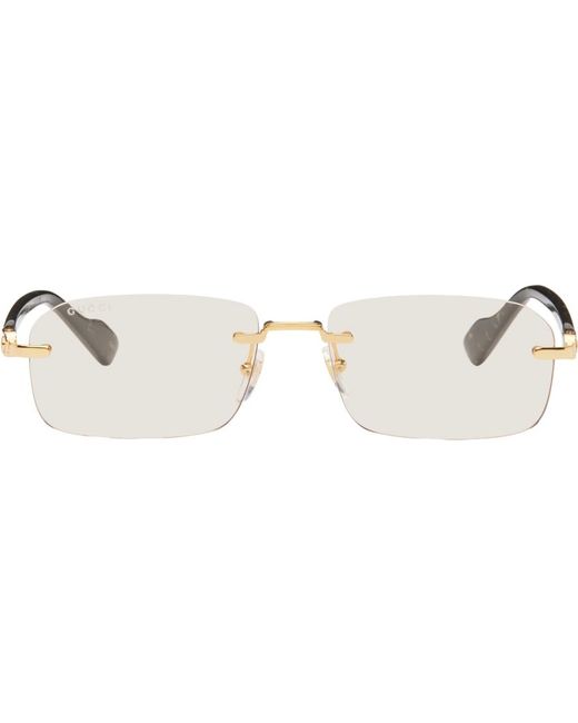 Gucci Gold & Black Rimless Sunglasses for men