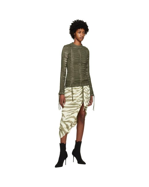 Balmain Natural Zebra Print Midi Skirt