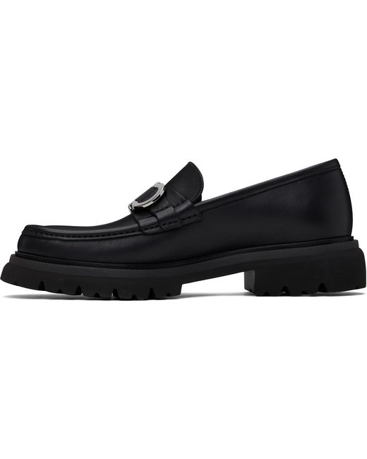 Ferragamo Black Gancini Ornament Loafers for men