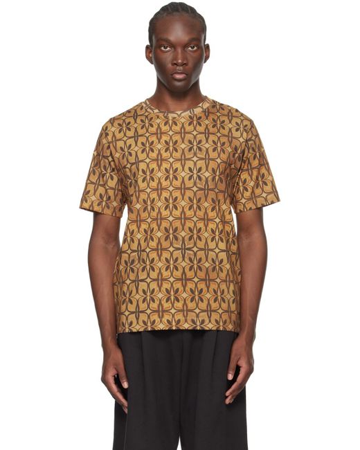 T-shirt brun à col ras du cou Dries Van Noten pour homme en coloris Multicolor