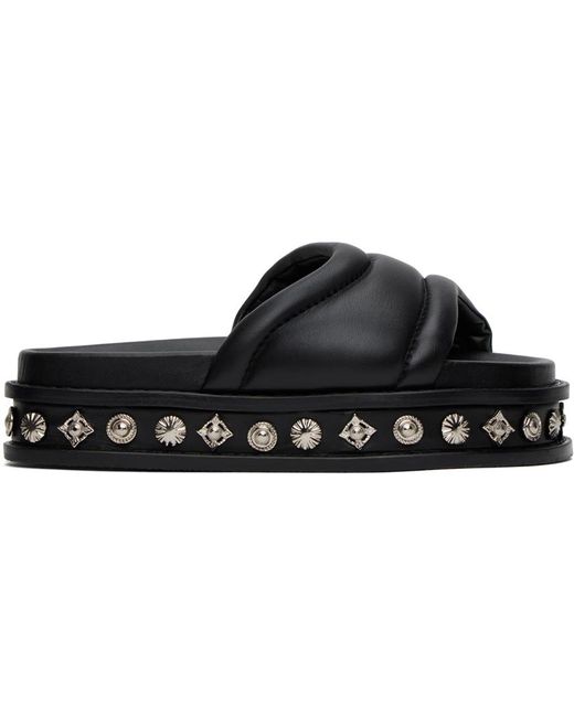 Toga Virilis Black Embellished Sandals for men