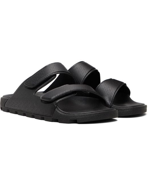 HUGO Black Printed-Logo Sandals for men