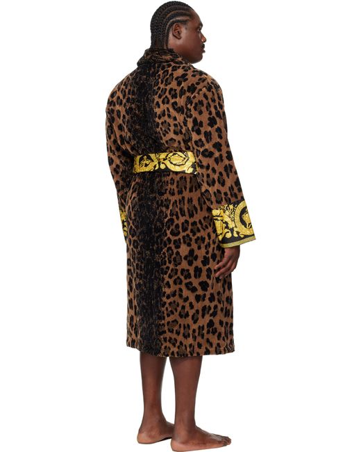 メンズ Versace ブラウン＆ブラック Wild Barocco Wild バスローブ Black