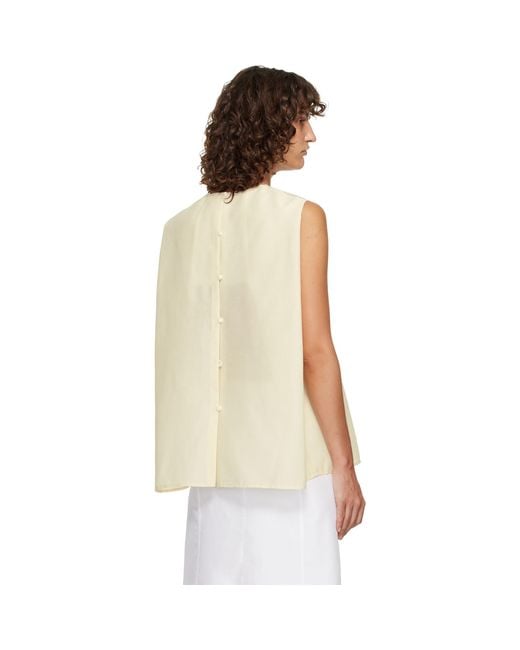 LE17SEPTEMBRE White Off- Boucle Back Button Sleeveless Top