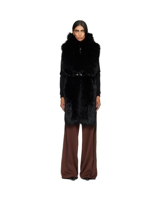 Moncler Black Long Hair Fabric Scarf