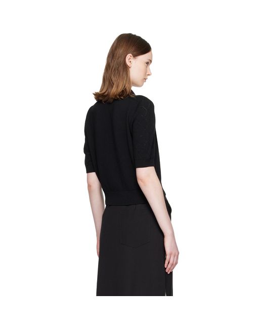 Balmain Black 3-Button Wool Polo