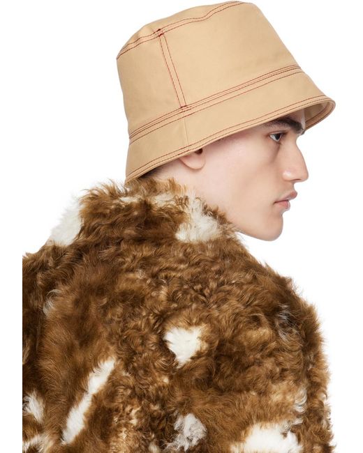 Marni Brown Tan Embroidery Bucket Hat for men