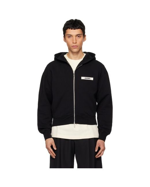 Jacquemus Black La Casa 'The Gros Grain Zipped' Hoodie for men