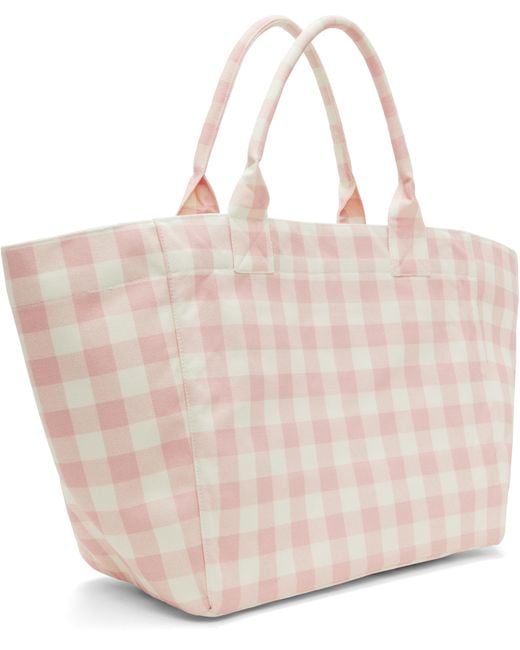 Ganni Pink Vichy Check Xxl Tote