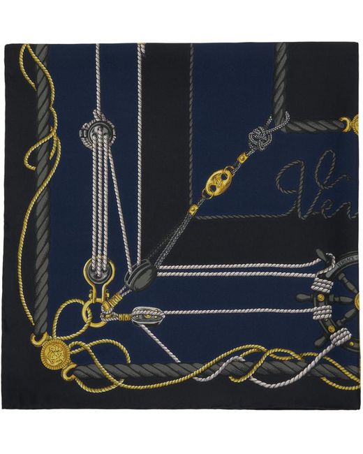 Foulard bleu marine à motif nautique Versace pour homme en coloris Blue