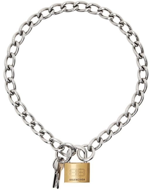 Balenciaga Metallic Locker Necklace for men