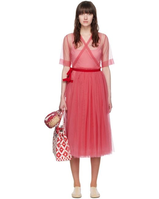 Molly Goddard Pink Layered Midi Dress