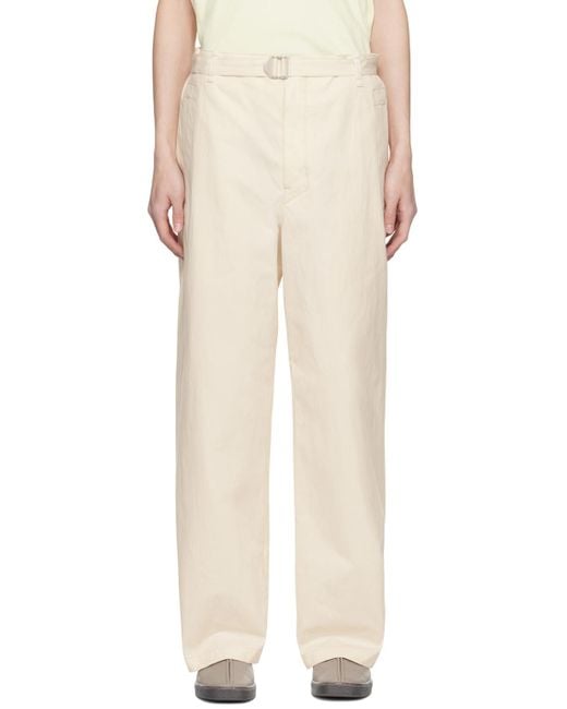 Lemaire Natural Off- Seamless Belted Trousers for men