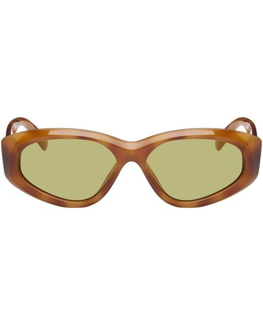 Le Specs Green Tortoiseshell Under Wraps Sunglasses