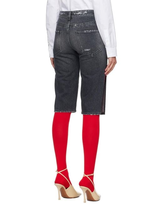 Givenchy Black Gray Distressed Denim Shorts