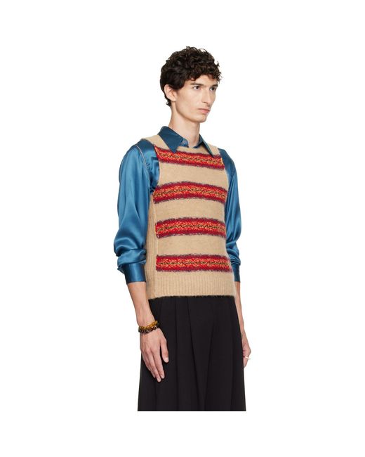 Dries Van Noten Black Jacquard Wool Sweater Vest for men
