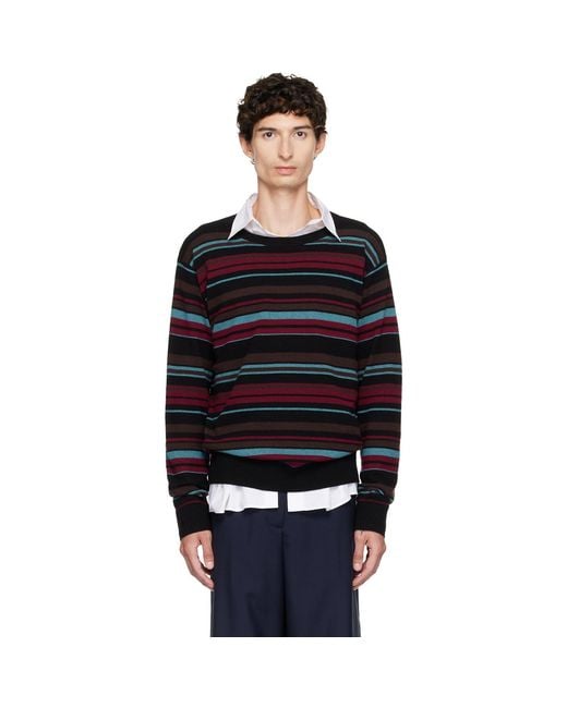 Dries Van Noten Black Striped Sweater for men