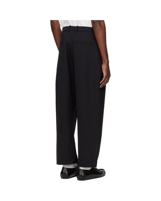 Studio Nicholson Black Tuck Pleated Trousers for men