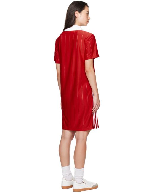 Adidas Originals Red Adicolor 3-Stripes Pinstripe Minidress