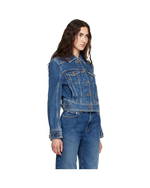 Balmain Blue Cropped Denim Jacket