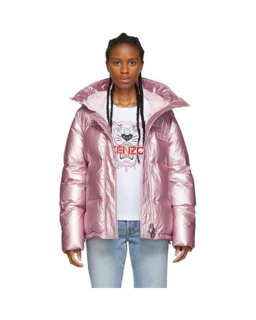 KENZO Pink Quilted Down Jacket With Logo