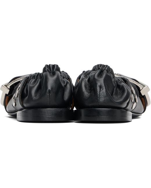 Toga Black Cross Strap Ballerina Flats