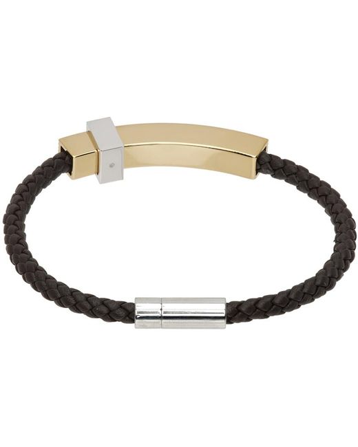 Ferragamo Black Brown Braided Band Bracelet for men