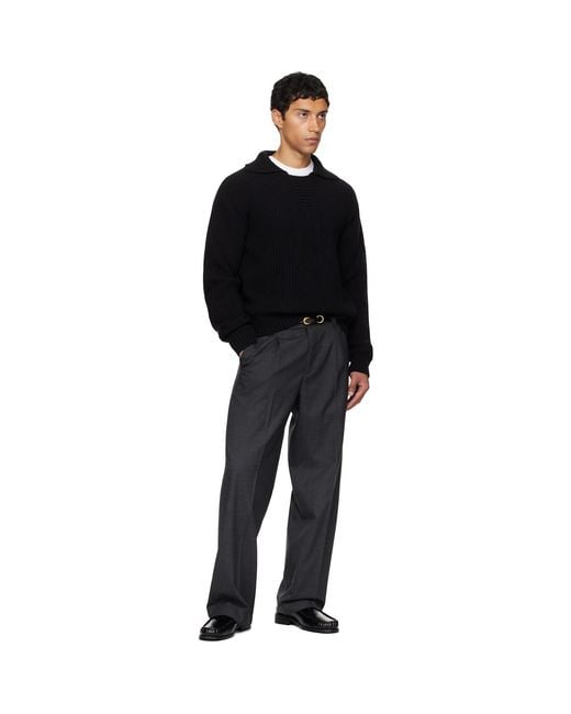 mfpen Black Collar Sweater for men