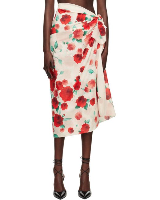 Magda Butrym Red Off-white Floral Maxi Skirt