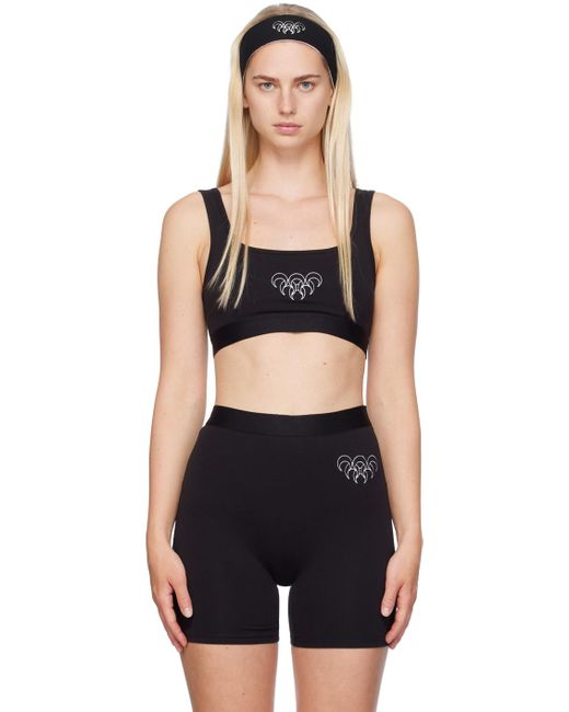 MARINE SERRE Black Ssense Exclusive Embroidered Logo Sport Bra