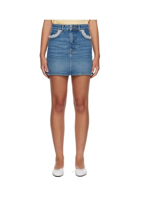 Ganni Blue Rigid Denim Miniskirt