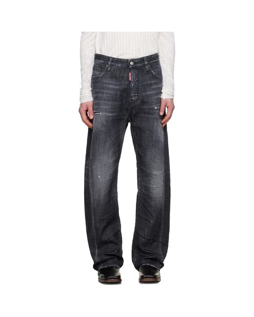 DSquared² Black Loose Twisted Jeans for men