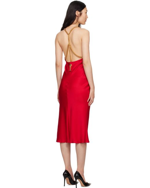 Moschino Red Chains & Hearts Midi Dress