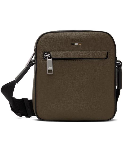 Boss Black Brown Faux-leather Reporter Bag for men