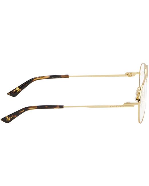 Bottega Veneta Black Gold Aviator Glasses for men