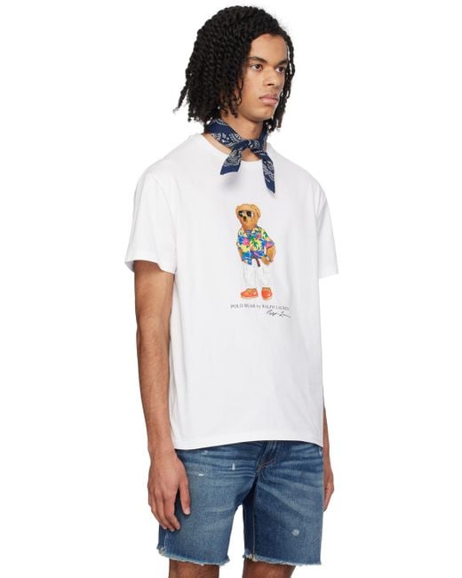 Polo Ralph Lauren White Beach Club Bear T-shirt for men