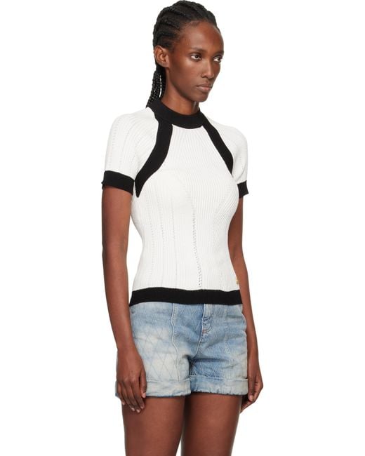 Balmain Black Short-sleeved Knit Top
