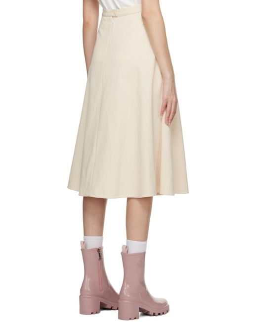 Moncler Natural White A-line Midi Skirt