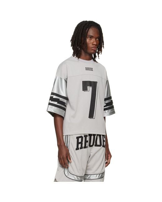 Rhude Gray Lightning Football Jersey for men