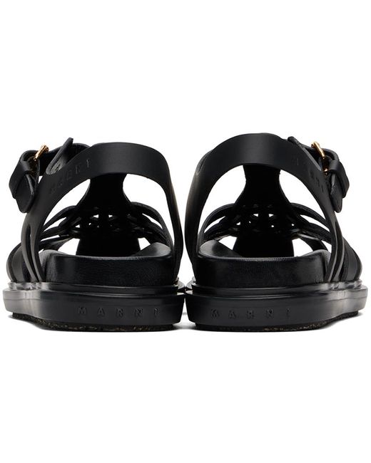 Sandales de style pêcheur fussbett noires Marni en coloris Black