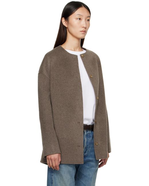 Loulou de Saison Black Taupe Dunne Wool Drap Short Coat