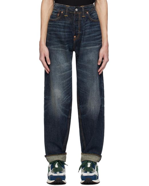 Evisu Black Indigo Printed Jeans for men