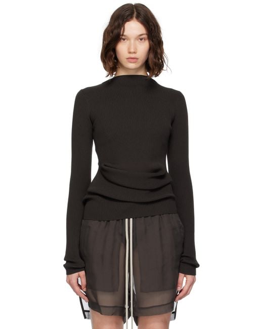 Rick Owens Black Concordians Ribbed Knit Babel Sweater