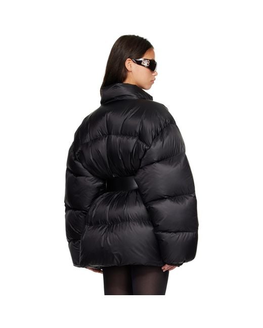 Balenciaga Black Belted Hourglass Short Puffer Down Jacket