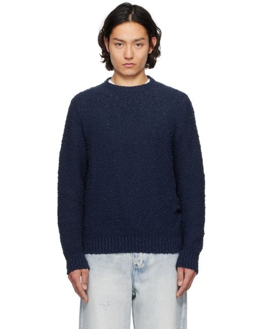 Noah NYC Blue Popcorn Yarn Sweater for men